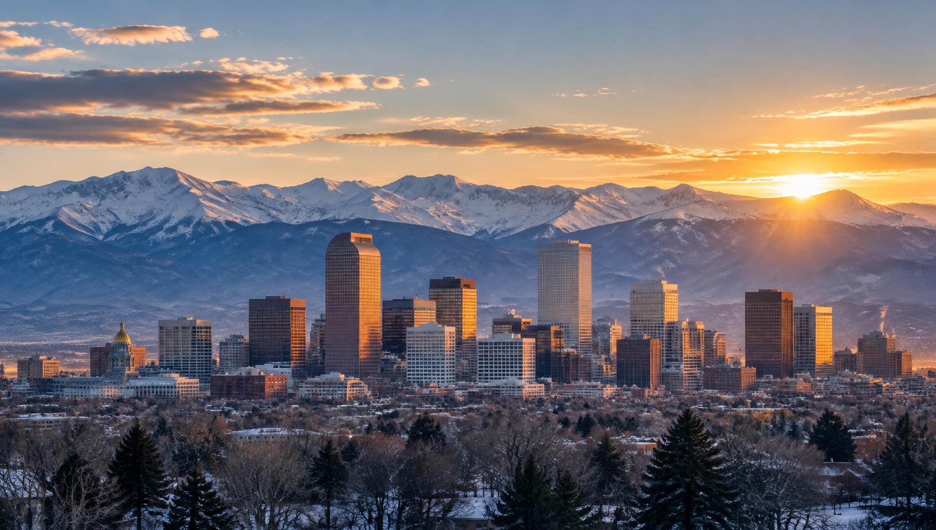 Denver skyline at dusk